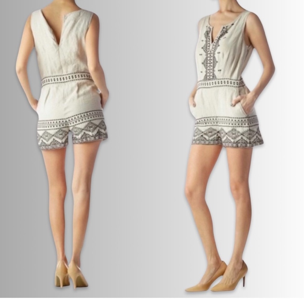 Loft Linen Embroidered Romper